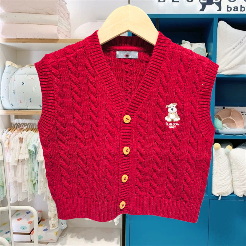 Detský vest – Korejský štýl kardigánu, 50% bavlna, zapínanie na gombíky, pre deti 3–8 rokov, jeseň/zima