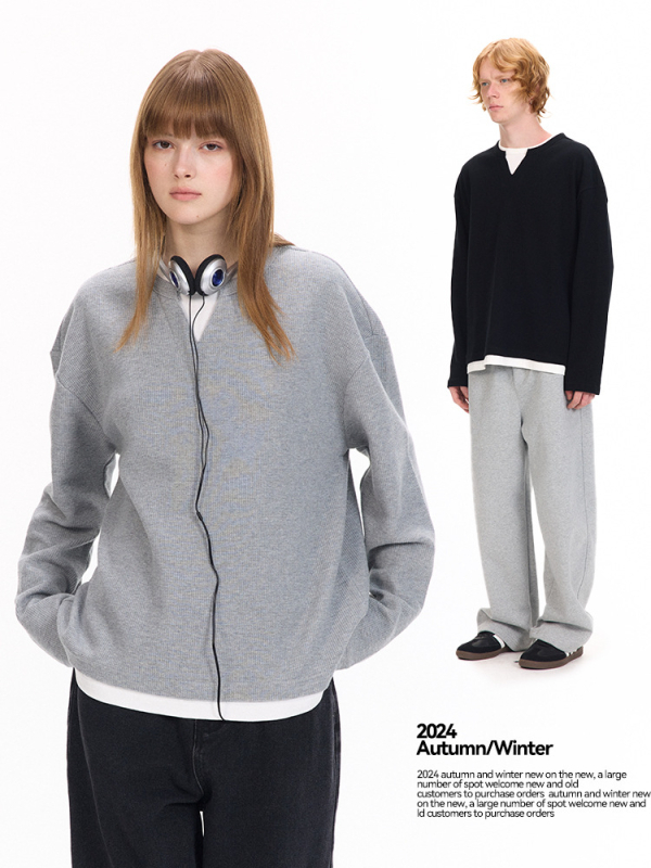 Tričko s dlhými rukávmi z bavlneného zmesi, okrúhly výstrih, 320 g, celosezónne