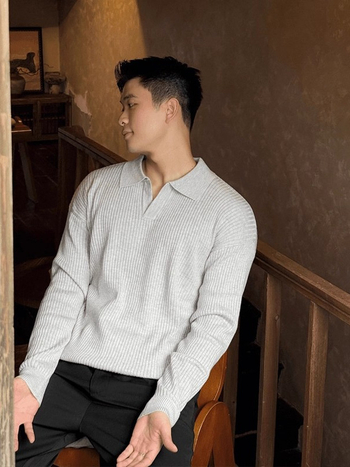 Мъжка плетена поло риза с дълги ръкави, яка с обръщане, пуловерен стил, 100% полиестер, ежедневна дреха за всички сезони.