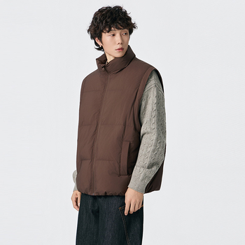 Pánska zimná ľahká pérová bunda s odnímateľnými rukávmi, pletené manžety, stojací golier, vetruodolná, výplň 600