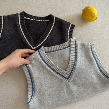 Detská bavlnená pletená vesta, jednofarebná, cez hlavu, 95% bavlna, bavlnená podšívka, jar a jeseň, vek 3–8 rokov