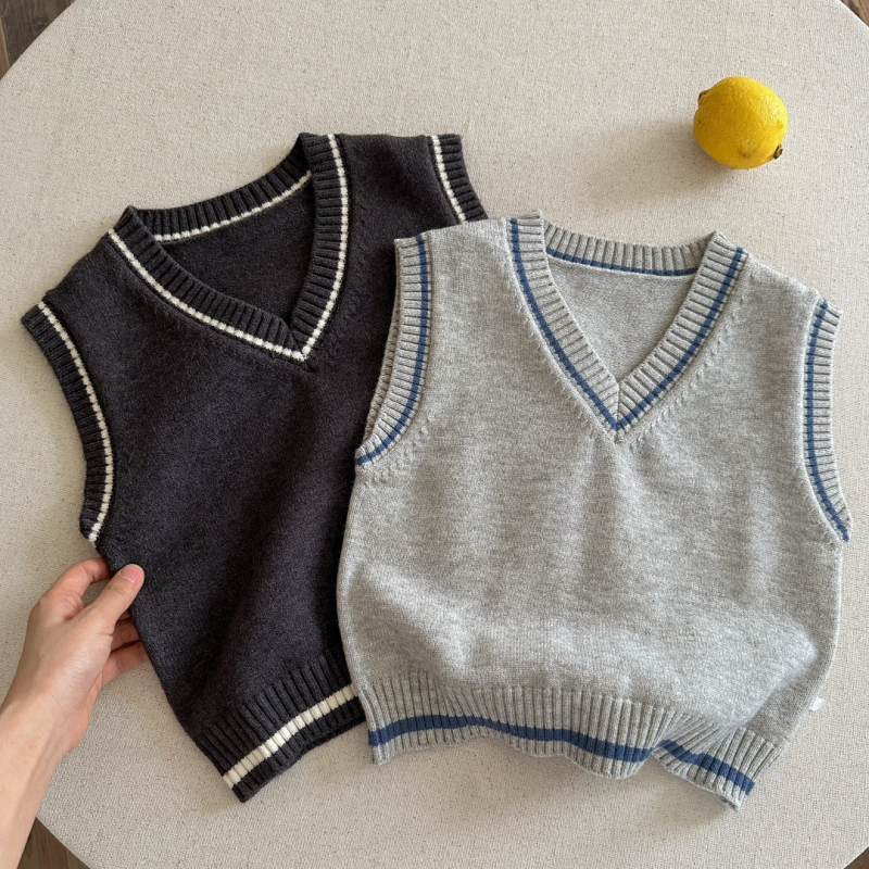 Detská bavlnená pletená vesta, jednofarebná, cez hlavu, 95% bavlna, bavlnená podšívka, jar a jeseň, vek 3–8 rokov