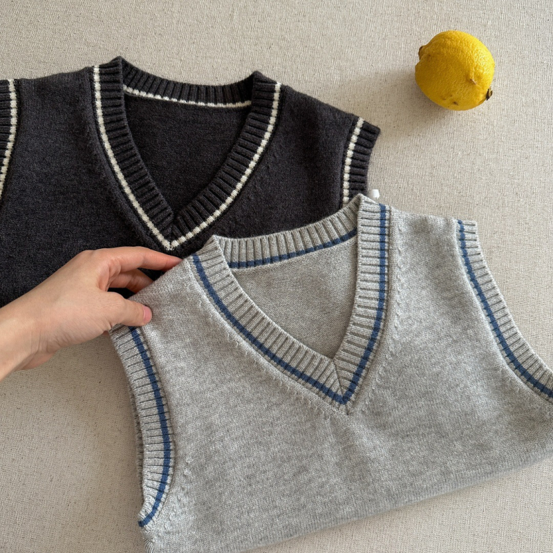 Detská bavlnená pletená vesta, jednofarebná, cez hlavu, 95% bavlna, bavlnená podšívka, jar a jeseň, vek 3–8 rokov
