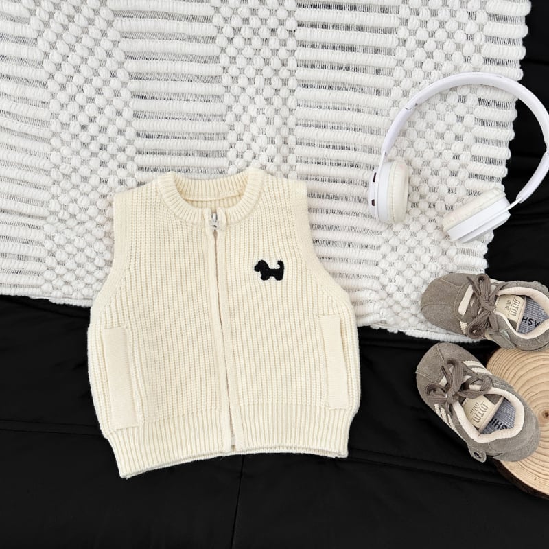 Detská pletená vesta v kórejskom štýle, 50% akryl, pre vek 1–3 roky, zapínanie na zips.