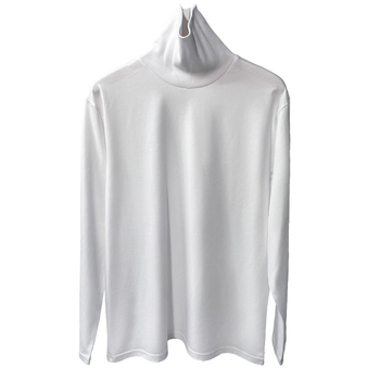 Мъжка памучна тениска с дълги ръкави и висока яка, 230 g, 100% памук, прав кройка, зима-есен-пролет