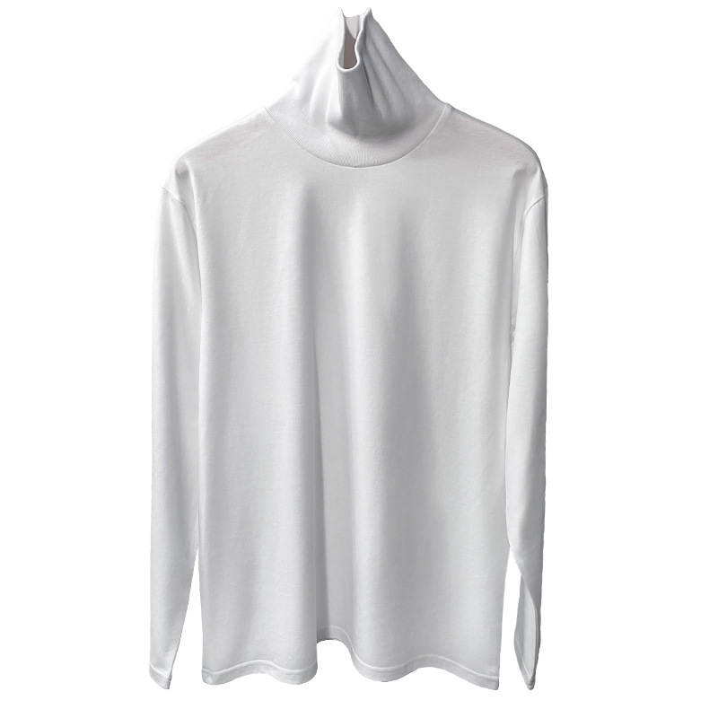 Мъжка памучна тениска с дълги ръкави и висока яка, 230 g, 100% памук, прав кройка, зима-есен-пролет