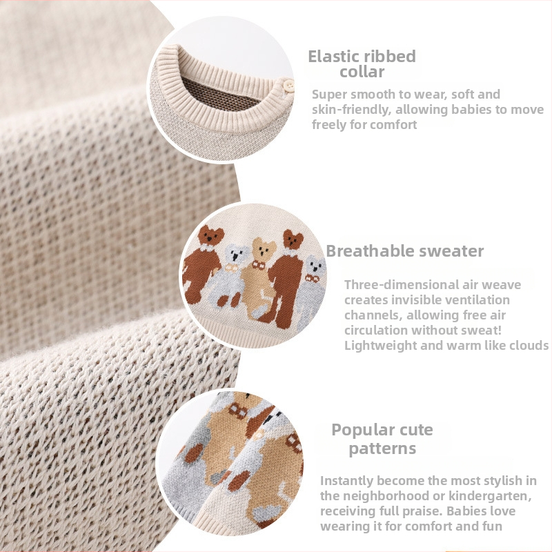 Bērnu adīta vestīte bez piedurknēm, divslāņu, 100% kokvilna, adīts materiāls, pulovera stils, piemērots vecuma 1–3 gadiem, visām sezonām