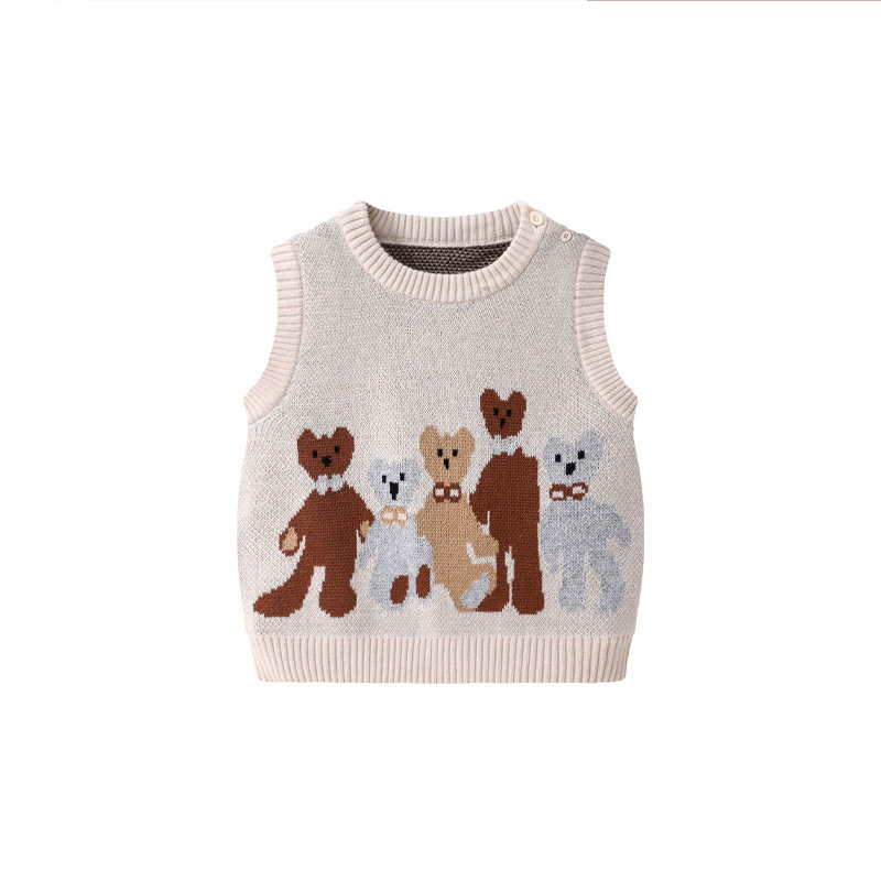 Detská pletená vesta bez rukávov, dvojvrstvová, 100% bavlna, pulórový štýl, unisex (pre vek 1–3 rokov, všetky ročné obdobia)