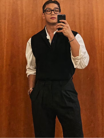 Muška vest s polo ovratnikom, opuštenog kroja, korejska verzija, poliester 45%, proljeće-jesen