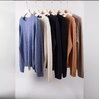 Pánsky kasmírový sveter s guľatým výstrihom, dlhé rukávy, 95% kasmír, jednofarebný, zimné oblečenie