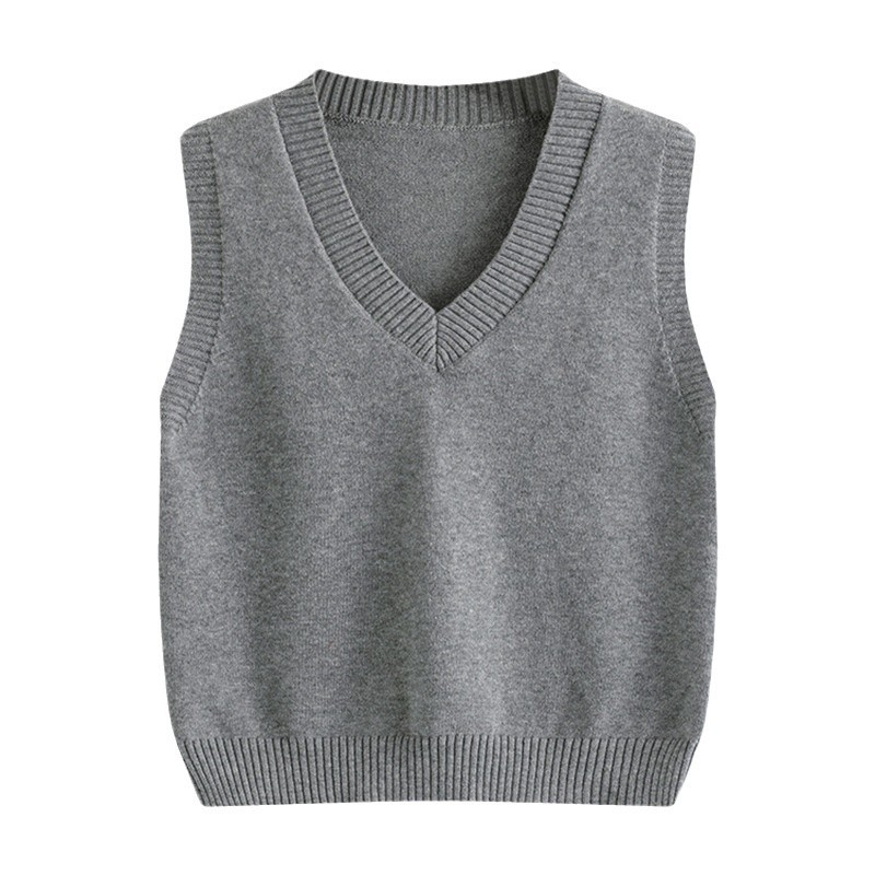 Detské bezrukávové pletené vesti, tenká bavlnená pletenina, pulóver s okrúhlym výstrihom, jednofarebná, pre deti 3–8 rokov (100–140 cm)