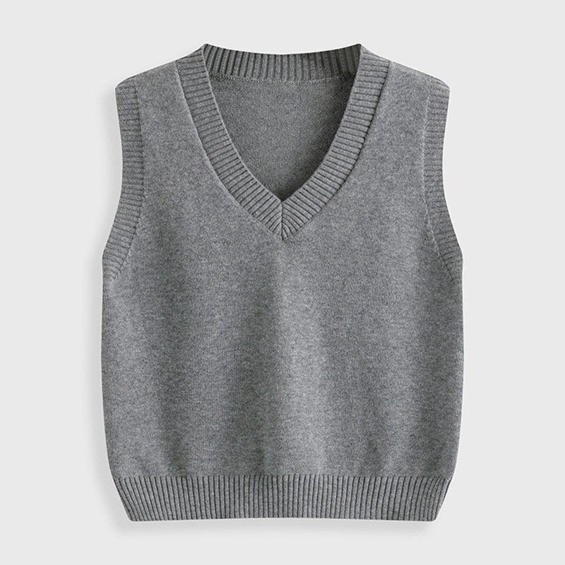 Detské bezrukávové pletené vesti, tenká bavlnená pletenina, pulóver s okrúhlym výstrihom, jednofarebná, pre deti 3–8 rokov (100–140 cm)