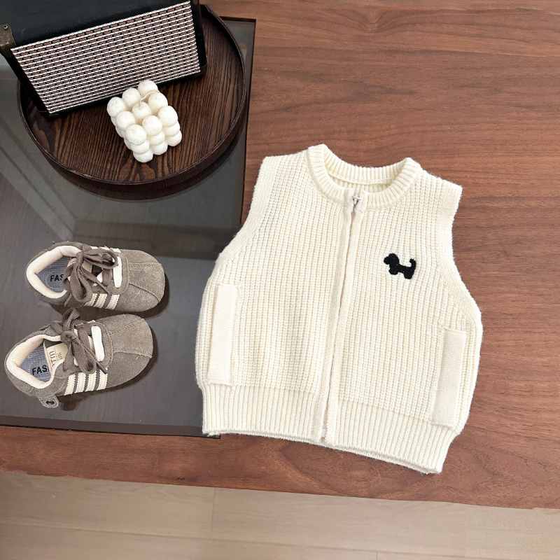 Detská vrstvená pletená vesta–cardigan, zimný kórejský štýl, pletený materiál akryl 40%.