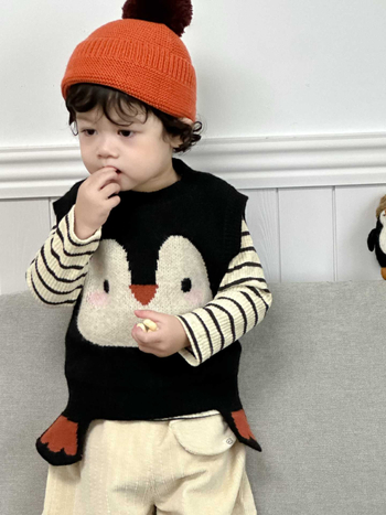 Dvojdielna pletená súprava s vestou a nohavícami, kórejský štýl, 95% bavlna, pre vek 1–3 rokov