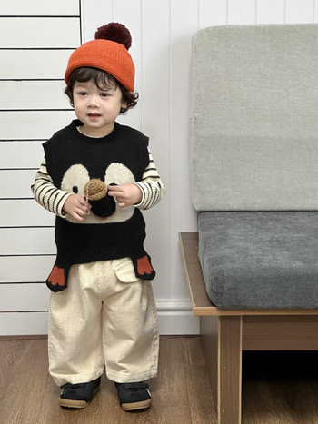 Dvojdielna pletená súprava s vestou a nohavícami, kórejský štýl, 95% bavlna, pre vek 1–3 rokov