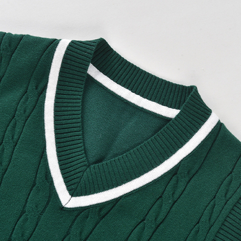 Gyerekeknek szánt V-nyakú kötött pulóver, koreai stílus, minták: rajzfilmek és betűk, 3–8 éveseknek, téli szezon