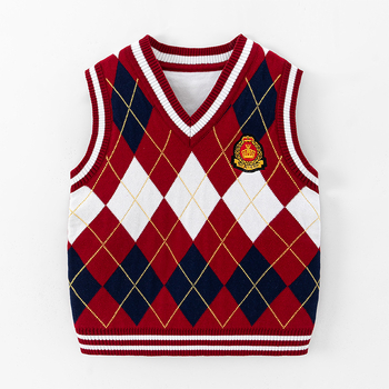 Detský svetlík s V-krkom, pletený, bavlna 66%, podšívka bavlna, preppy štýl, pulóver, jar–jeseň–zima