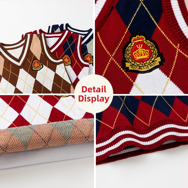 Detský svetlík s V-krkom, pletený, bavlna 66%, podšívka bavlna, preppy štýl, pulóver, jar–jeseň–zima