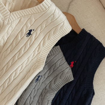 Detská pletená vesta bez rukávov, unisex, V-krk, výšivka s poníkom, 55% akrylové vlákno, jar a jeseň