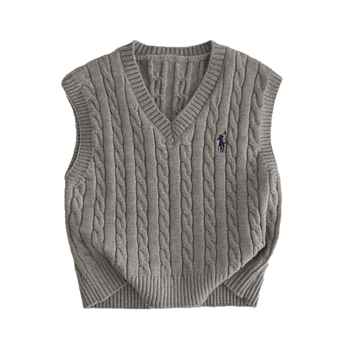 Detská pletená vesta bez rukávov, unisex, V-krk, výšivka s poníkom, 55% akrylové vlákno, jar a jeseň