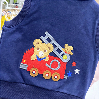 Detská bezruká vesta, japonského štýlu kardigán, vzor medvedičky a zajaca, pletený terry, 95% bavlna, zips, jar, unisex