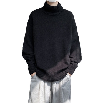 Ανδρικό πουλόβερ με ψηλό γιακά, βαρύ μάλλινο πλεκτό, χαλαρή γραμμή, μακριά μανίκια, 70% μαλλί
