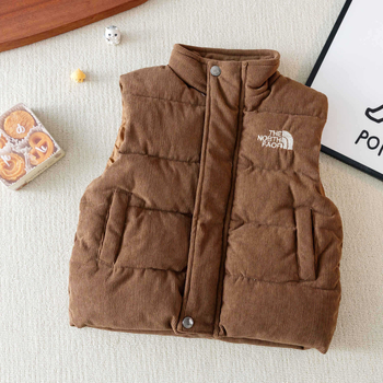 Detská vest z down s bielym kačacím downom, bez rukávov, voľný strih, zips, jeseň-zima