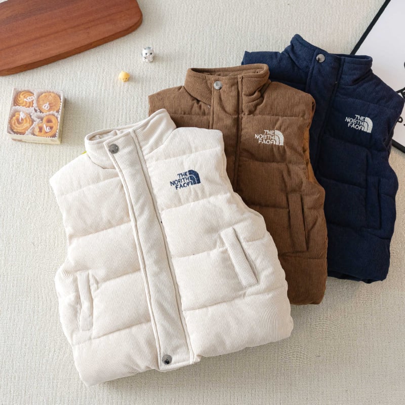 Detská vest z down s bielym kačacím downom, bez rukávov, voľný strih, zips, jeseň-zima