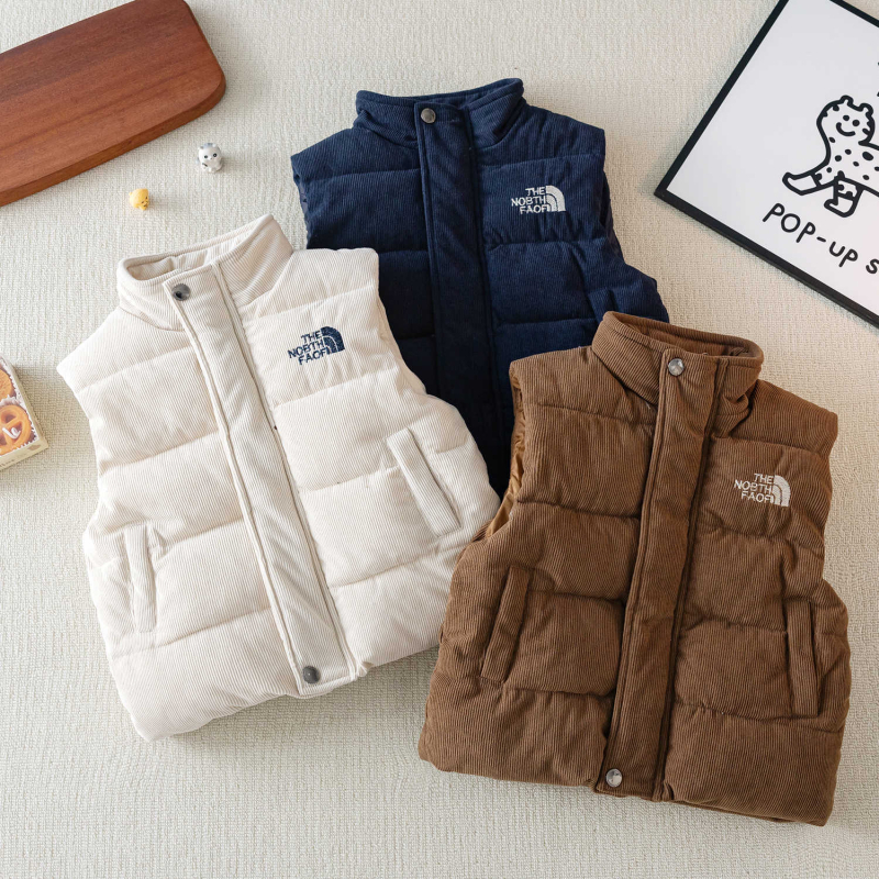 Detská vest z down s bielym kačacím downom, bez rukávov, voľný strih, zips, jeseň-zima