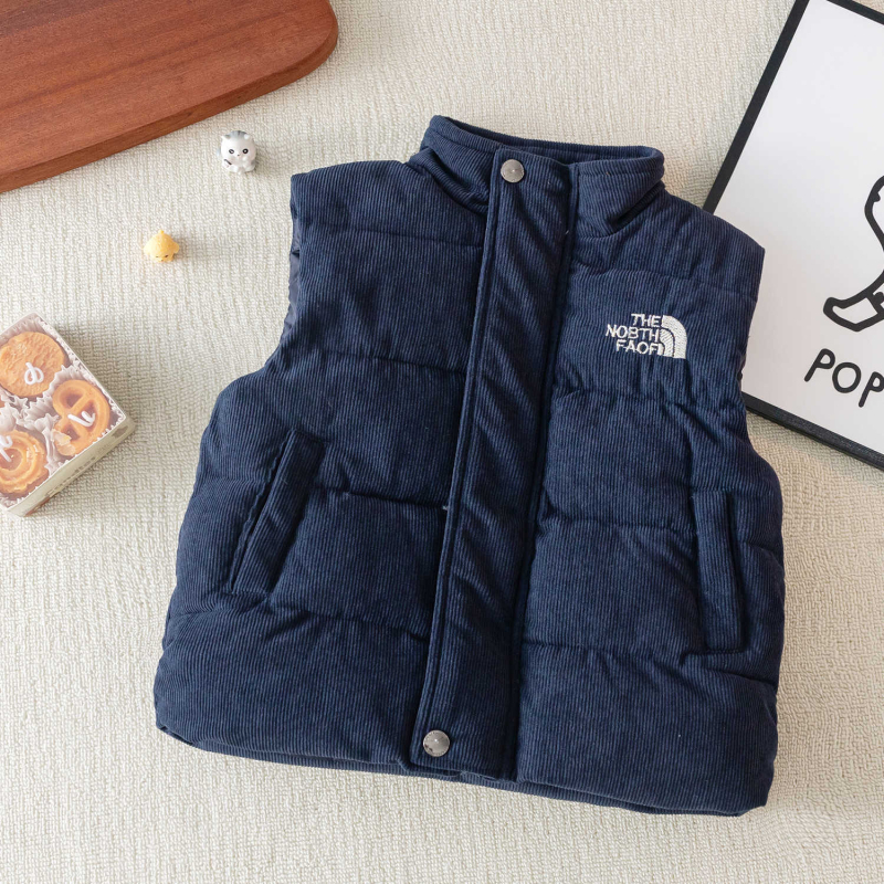 Detská vest z down s bielym kačacím downom, bez rukávov, voľný strih, zips, jeseň-zima