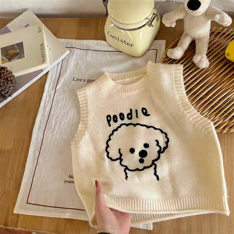 Detská bezrukávová vesta, štýl kórejského kardigánu, 90% bavlna na pletenom materiáli, pre deti 3–8 rokov, na jar a jeseň