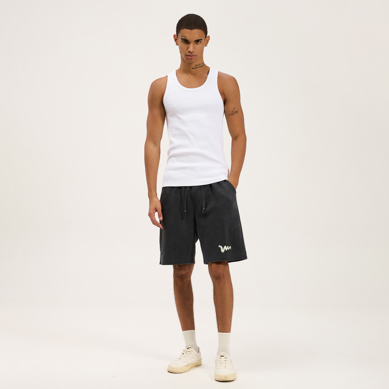 Muški rebrasti potkošulja bez rukava, uski kroj, pleteni pamuk, sportski stil, ljeto 2025