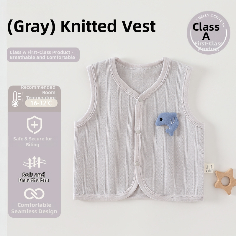 Novorodenecká bavlnená pletená vesta, unisex, bez kapucne, zapínanie na jeden rad gombov, pre vek 0-12 mesiacov