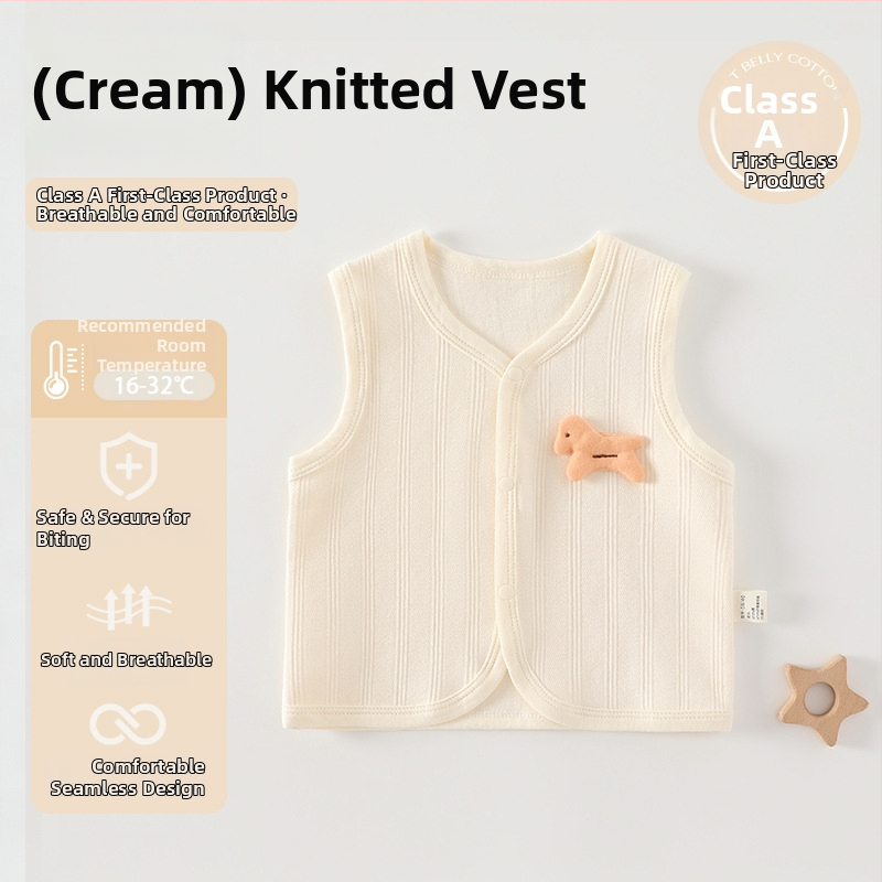 Novorodenecká bavlnená pletená vesta, unisex, bez kapucne, zapínanie na jeden rad gombov, pre vek 0-12 mesiacov