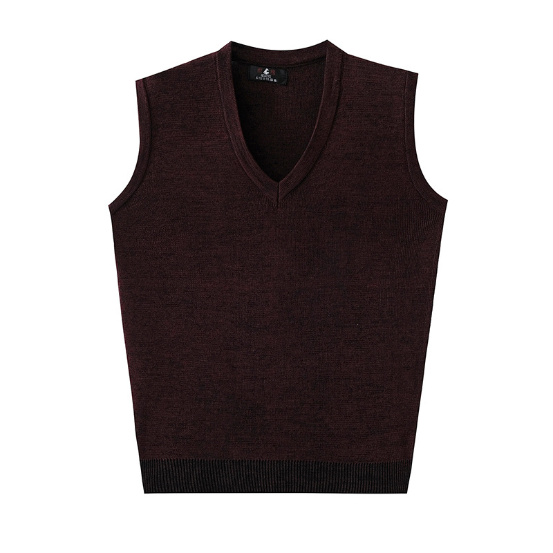 Pánska vesta s V-krkom, bez rukávov, pletená, zo zmesového vlneného materiálu 30–35%, vhodná na všetky ročné obdobia