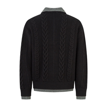 Pletena košulja, streetwear stil, labav kroj, preklopivi ovratnik, dugi rukav, mješavina kemijskih vlakana (50,1% akril, 23,3% poliester, 26,4% najlon)