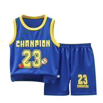 Deti bez rukávov dvojdielny športový set – Unisex, vzor s písmenami, 100% polyester, leto