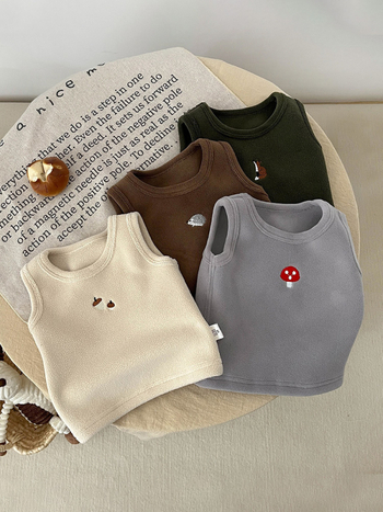 Zimná vesta pre batoľatá a deti – unisex, štýl korejského pulóvra, hrubý pletený materiál, 95% bavlna, vzor cartoon/abstrakt