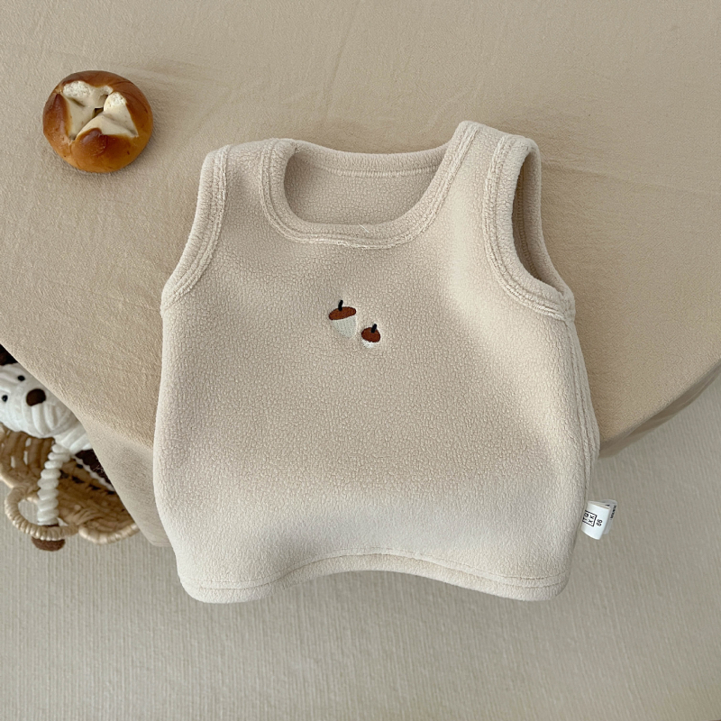 Zimná vesta pre batoľatá a deti – unisex, štýl korejského pulóvra, hrubý pletený materiál, 95% bavlna, vzor cartoon/abstrakt