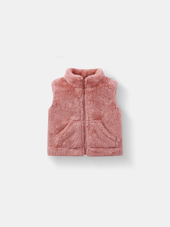 Detská fleecová vesta, unisex, hrubý korálový fleece, zips, 100% polyester, vhodná pre 1–3 roky