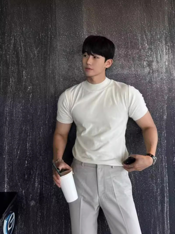 Мъжка плетена тениска с къс ръкав, кръгло деколте, слим фит, памучна смес