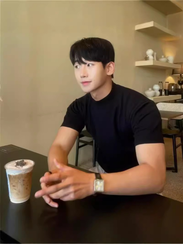 Мъжка плетена тениска с къс ръкав, кръгло деколте, слим фит, памучна смес