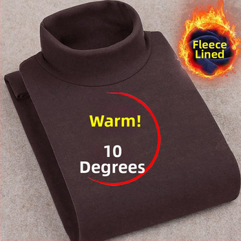 Корейски стил пуловер тениска с поларена подплата, висока яка, тясна кройка, дълги ръкави