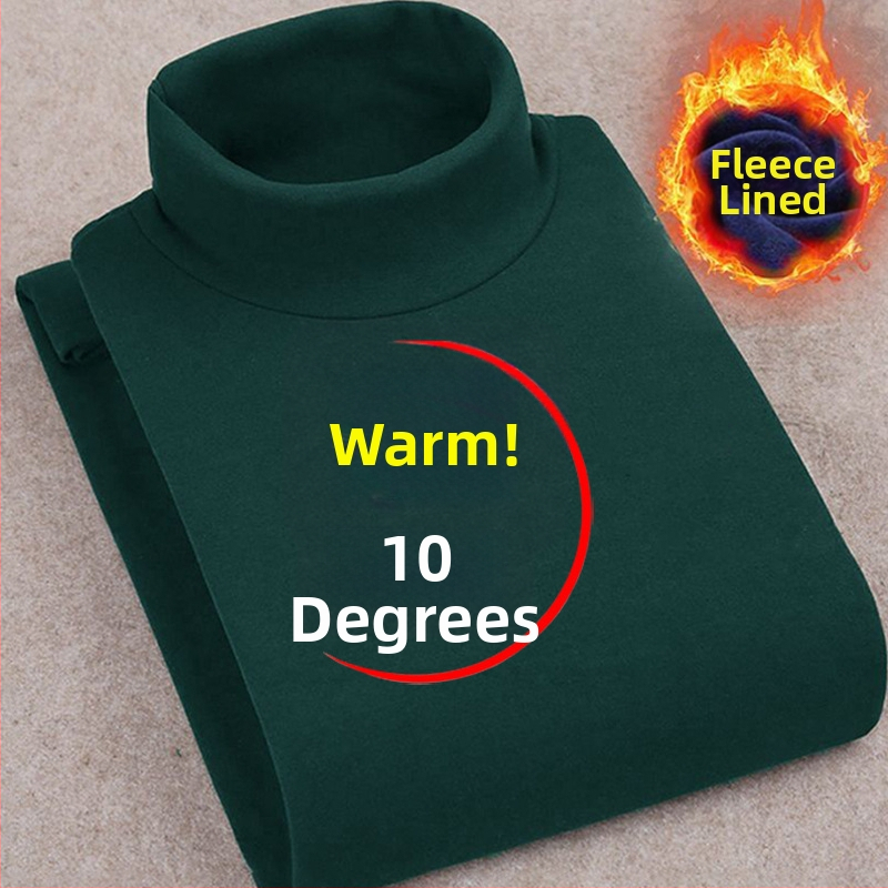 Корейски стил пуловер тениска с поларена подплата, висока яка, тясна кройка, дълги ръкави