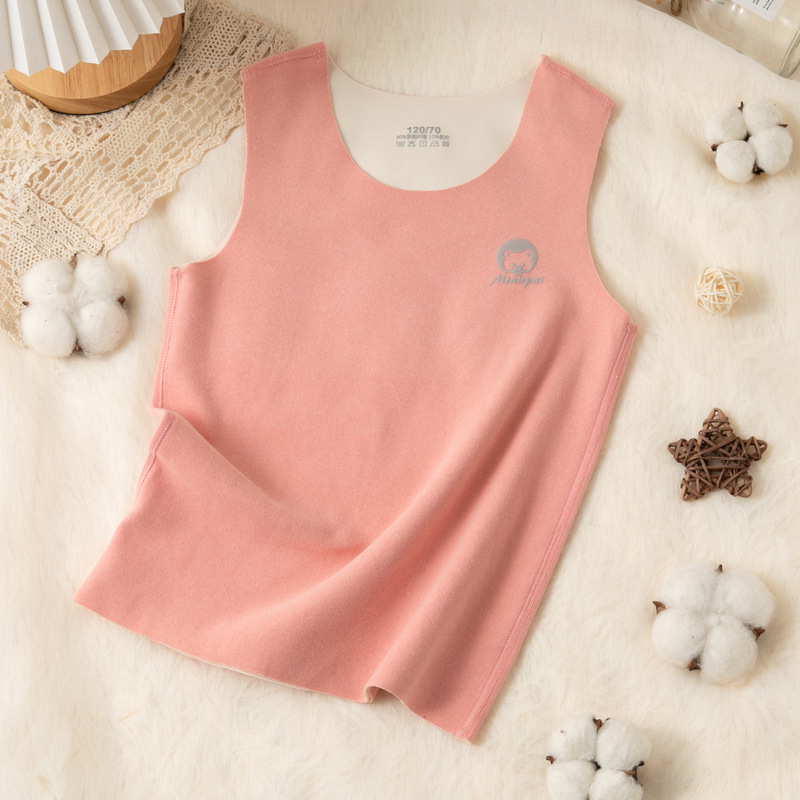 Detská vesta z počesanej pleteniny, bezšvový úplet, 4-ihlové šitie, okrúhly výstrih, 90% polyester