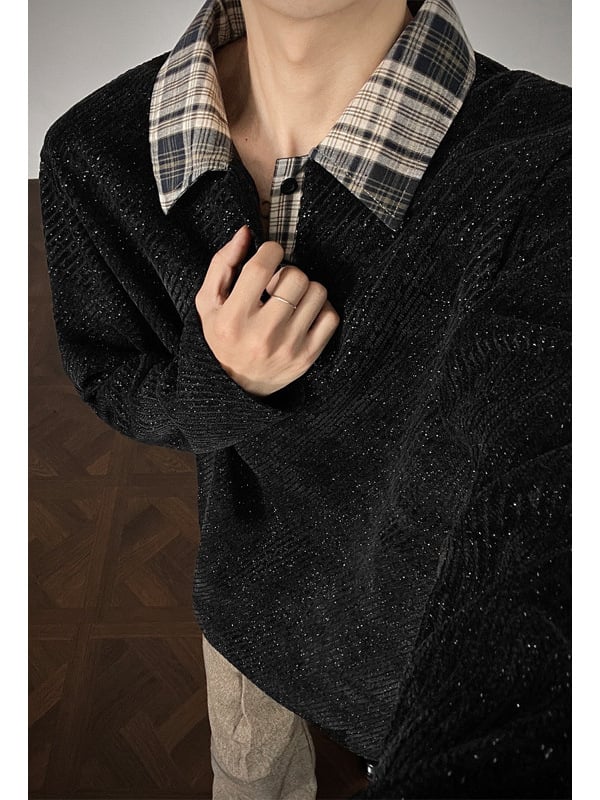 Пуловер в хонгконгски стил с дълъг ръкав, полиестерова материя ≥96%, свободна кройка