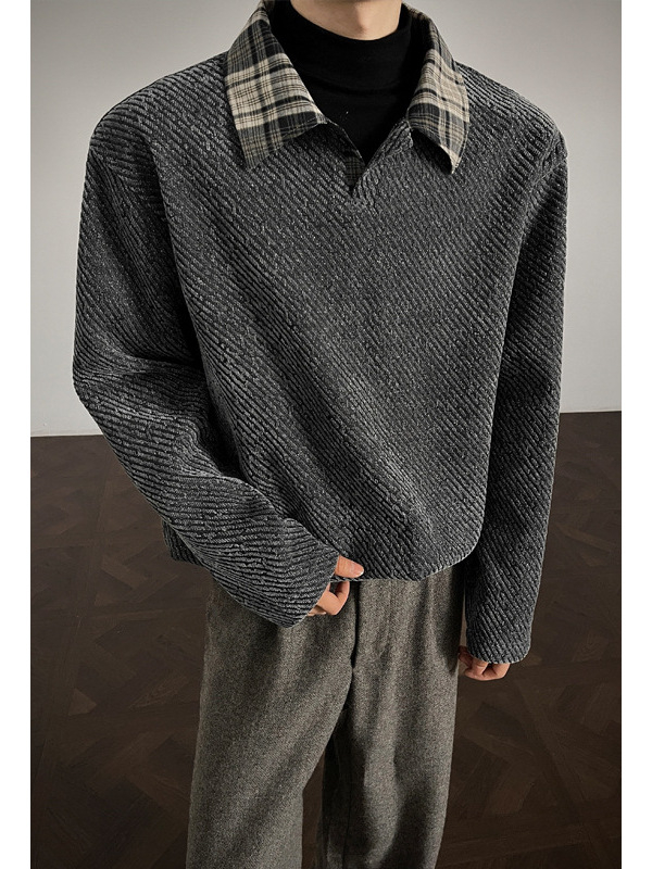 Пуловер в хонгконгски стил с дълъг ръкав, полиестерова материя ≥96%, свободна кройка