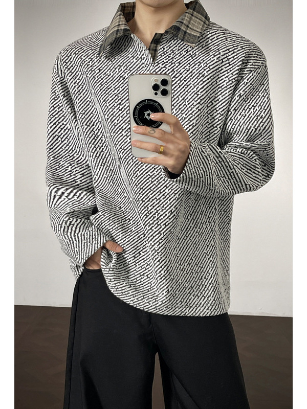 Пуловер в хонгконгски стил с дълъг ръкав, полиестерова материя ≥96%, свободна кройка