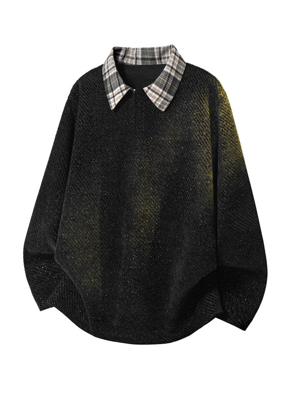 Пуловер в хонгконгски стил с дълъг ръкав, полиестерова материя ≥96%, свободна кройка