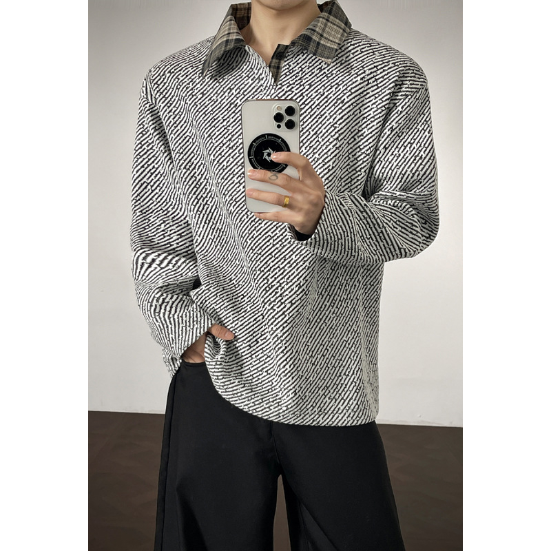 Пуловер в хонгконгски стил с дълъг ръкав, полиестерова материя ≥96%, свободна кройка